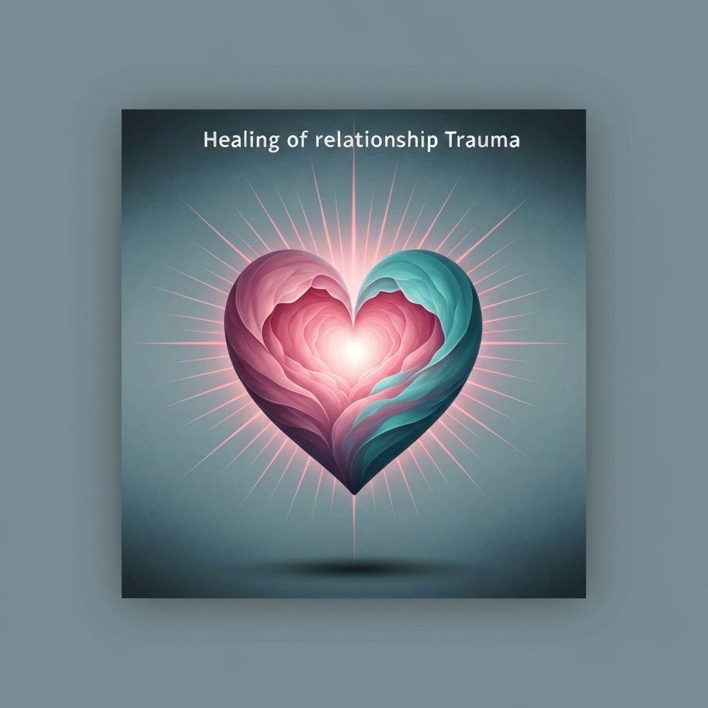 Abstract glowing heart shape in soft rose and teal colors, symbolizing self-worth and healing from relationship pain